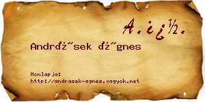 Andrásek Ágnes névjegykártya
